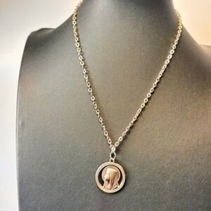 Vintage Virgin Mary Pendant Necklace Silver Medallion Catholic Goth Y2K
